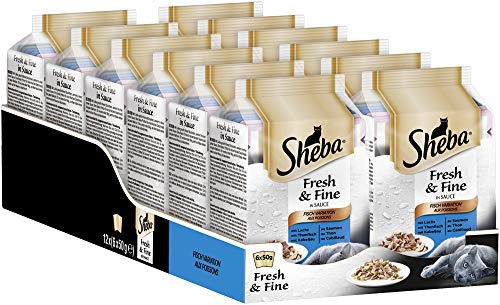 Sheba Fresh & Fine – Nassfutter für Katzen – Im extra kleinen Portionsbeutel - für mehr Variation und Frische, 12x(6x50g)