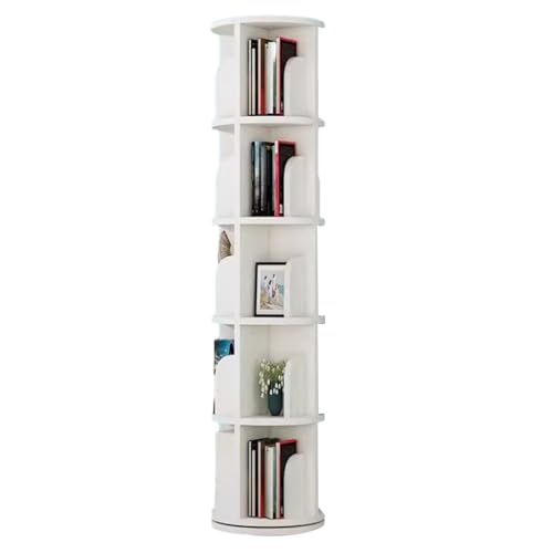 5-stufiges, Hohes 360-Grad-Bücherregal Multifunktionales Modernes Und Design-drehbares Büro-Bücherregal Für Schlafzimmer Und Heimbüro (Color : Weiß, S : 39 * 162cm)