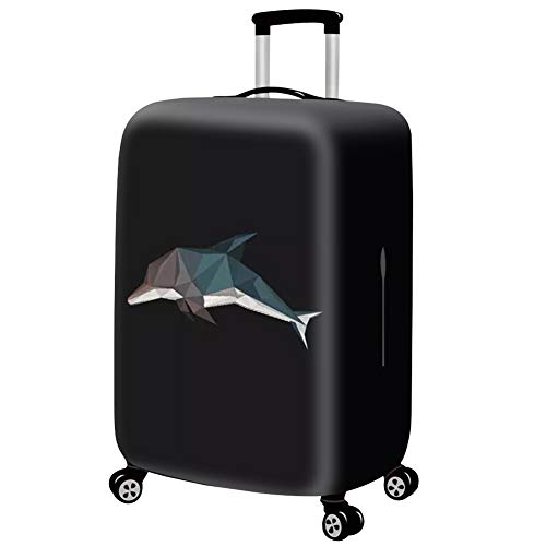 Haodasi Delphin Schwarz Kofferhülle Reisekoffer Schutz (ohne Koffer) Größe M Passt 22-25 Zoll, Elastisch Kofferschutzhülle Gepäckabdeckung