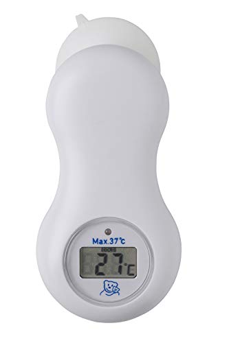 Rotho Babydesign Digitales Bad- und Raumthermometer mit Saugnapf, Inkl. Batterie, Ab 0 Monate, Keramik weiß, 20448 0001 01