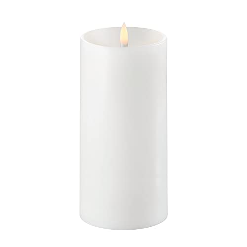 Piffany Copenhagen Uyuni Lighting Pillar LED Kerze tiefer Docht 7,8 x 15 cm Echtwachs Weiss - 6 Stunden Timerfunktion - Keine Brandgefahr, Keine Rußbildung und kein Geruch