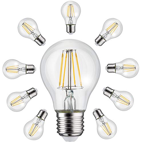 Maclean MCE267 10-er Pack Retro Edison Filament Glühbirne LED E27 Vintage Dekorative Glühlampe Beleuchtung Birne Warmweiß 3000K 230V (10x 6W 600lm)