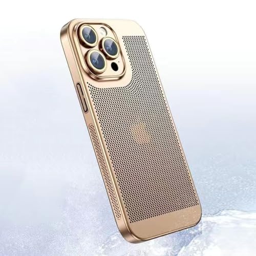 SAMEZA Kühlende Handyhülle für iPhone 15 14 13 12 11 Pro Max 13mini 12mini 15Plus XS XR X Wärmeableitung galvanisierte Abdeckung, Gold, für iPhone 13 Pro