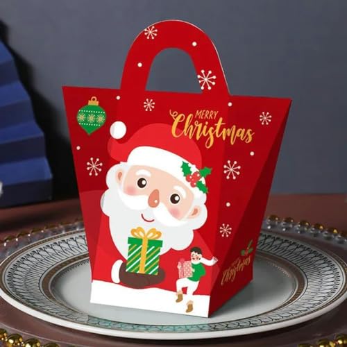 5 Stück Weihnachts-Süßigkeitsbox in Buchform, Weihnachtsmann, Geschenk, Süßigkeitentüten, Weihnachtsbacken, Verpackungsbeutel, Süßigkeitenboxen, Weihnachtsdekoration, 40-Hand, roter Weihnachtsmann