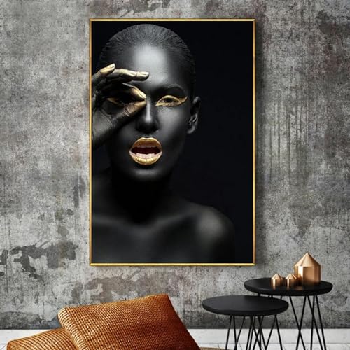 dsdsgog Schwarze nackte afrikanische Frau, Porträtgemälde auf Leinwand, Wandkunst, Poster und Drucke, skandinavisches Wandbild für Wohnzimmerdekoration, 80 x 110 cm, rahmenlos