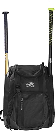 Rawlings | Chaos Backpack Bag Series | Youth | Baseball & Fastpitch Softball | Schwarz