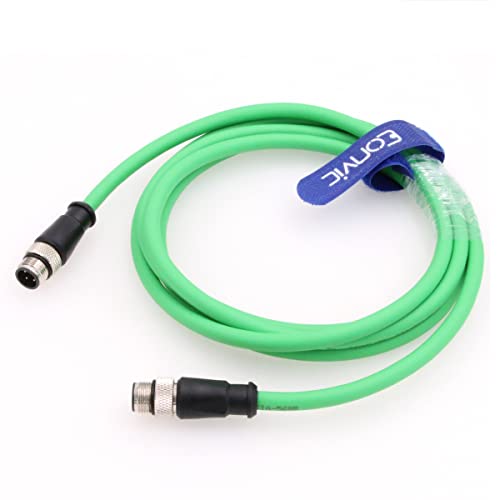 Eonvic Flexibles Gigabit-Ethernet-Kabel, M12, D-Code, 4-polig auf 4-poligen Stecker, Cat5e, geschirmtes Netzwerkkabel für Industriekameras (3 m)