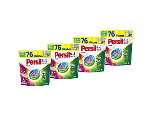 Persil 4in1 Color DISCS (4 x 76 Waschladungen), Waschmittel mit Tiefenrein Technologie, Colorwaschmittel für reine Wäsche und hygienische Frische für die Maschine
