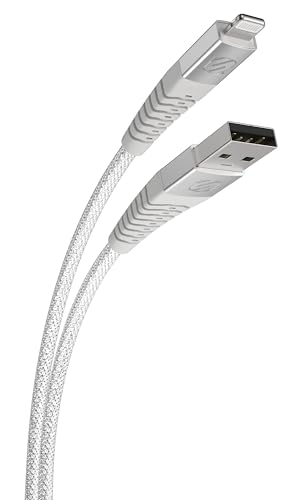 Scosche HDi3B4WT-SP Strikeline robustes Premium-MFi-zertifiziertes Schnellladekabel und Datenübertragung, 1,2 m, geflochtenes USB-A-auf-Lightning-Ladekabel, kompatibel mit Apple iPhone und iPad, Weiß