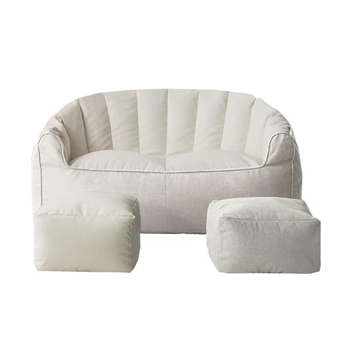 DESHVA Große Sitzsack-Stuhlabdeckung für 2 Personen, (ohne Füllung) Spezielle Form Hohe Rückenlehne Faules Sofa,Weiß