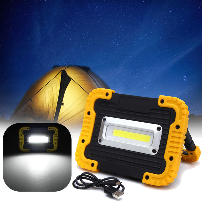 LED-Arbeitsleuchte COB mit 20 LED, 10 W und 750LM, USB-aufladbar mit Taschenlampe am Griff für Outdoor-Camping-Laterne