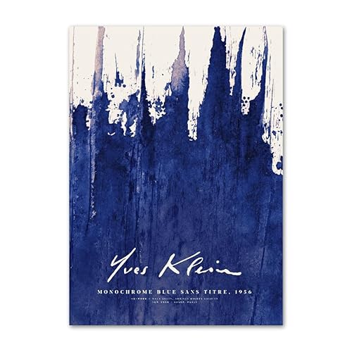 KEYGEM Yves Klein Blaues Poster und Drucke Blaue Ausstellung Wandkunst Yves Klein Blaues Gemälde Leinwand für Zuhause Wandkunst Dekor Bild 50x70cmx1 Rahmenlos