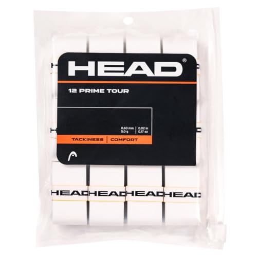 HEAD Unisex-Adult Prime Tour 12 pcs Pack Tennis Griffband, weiß, One Size