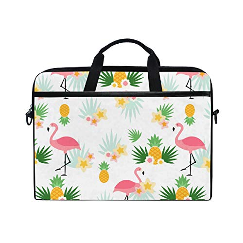 LUNLUMO Laptop- und Tablettasche, Motiv: tropische Ananas, Flamingo-Muster, 38,1 cm (15 Zoll), strapazierfähig, für Business/Uni/Damen/Herren