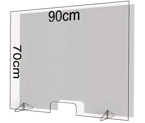 Spuckschutz aus Plexiglas mit 4mm, 90x70cm Virenschutz Hustenschutz Niesschutz, Thekenaufsatz Tischaufsatz Tresenaufsatz, (90x70)