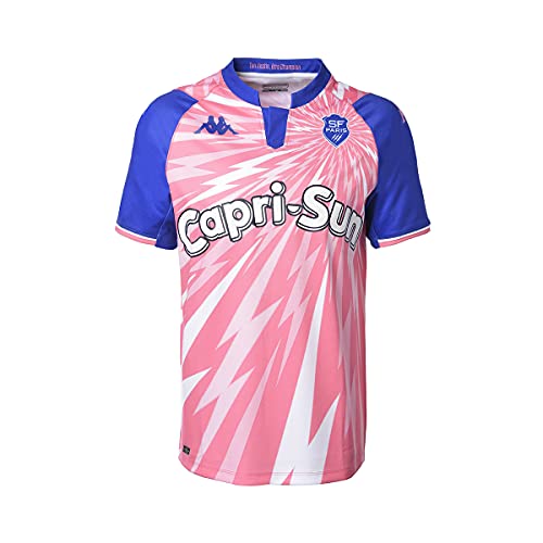Kappa Unisex Kinder Stade Français Saison 2021/22 Heimtrikot Shirt, Rosa, Blau, Weiß, 12 Jahre