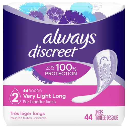 Discreet, Incontinence Liners, Very Light, Long Length, 44 Count by Always Discreet
