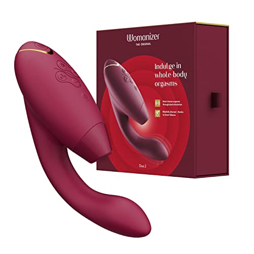 Womanizer Duo 2 Klitoris-Sauger für Frauen - Rabbit Vibrator Sextoy für Klitoris und G-Punkt Stimulation - Smart Silence - Druckwellenvibrator mit 14 Intensitätsstufen - Wasserdicht - Bordeaux