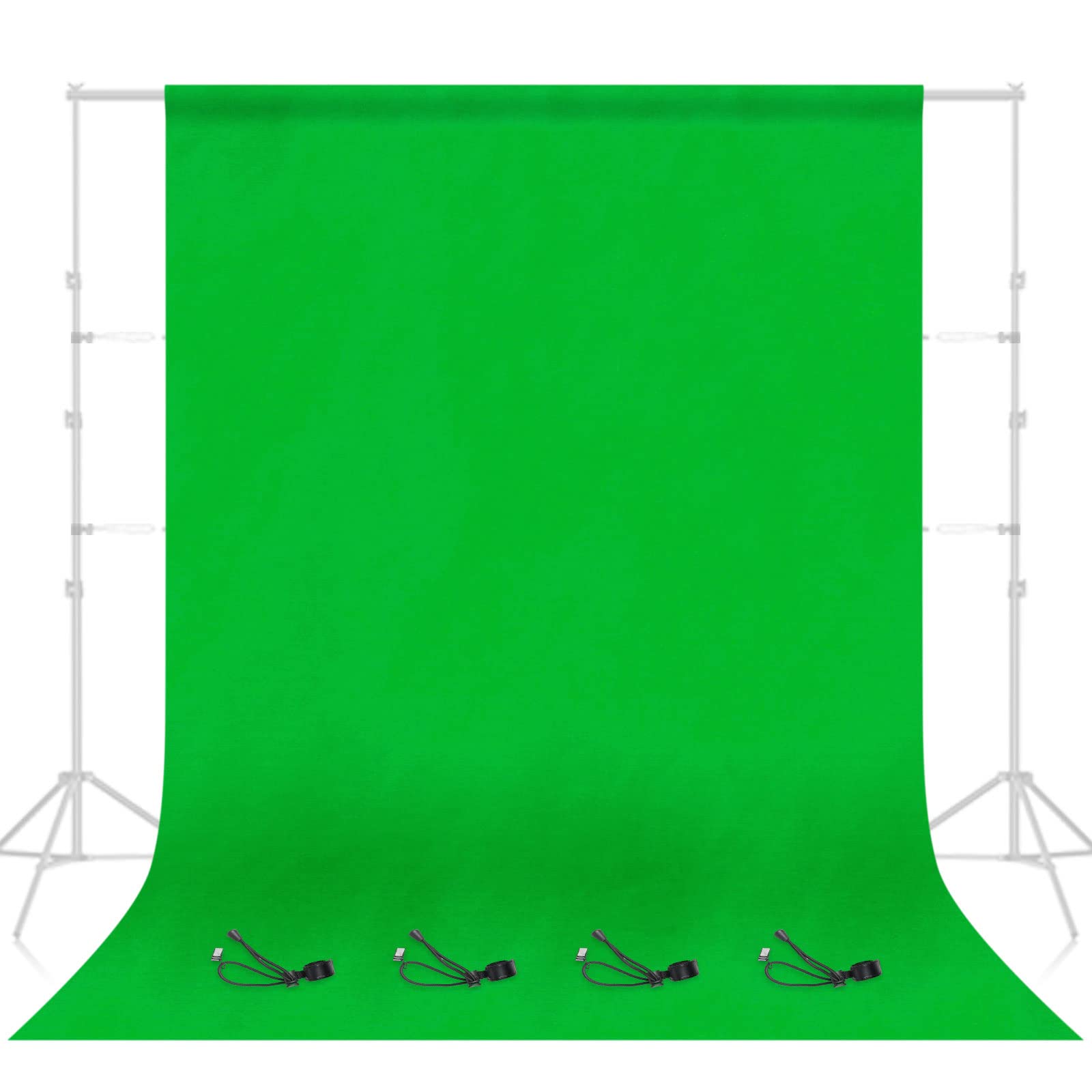FayTun Foto-Studio Hintergrund mit 4 Federklemmen für Fotografie, 3 x 6 m, Grün