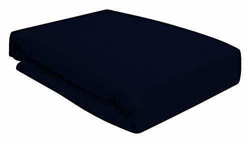 Arle-Living Spannbettlaken für Wasserbett Boxspringbett oder Übergrößen 180x200-200x220 cm - hochwertige 190 gr/m² - breites Farbsortiment (Marine/dunkel blau/Navy Blue)