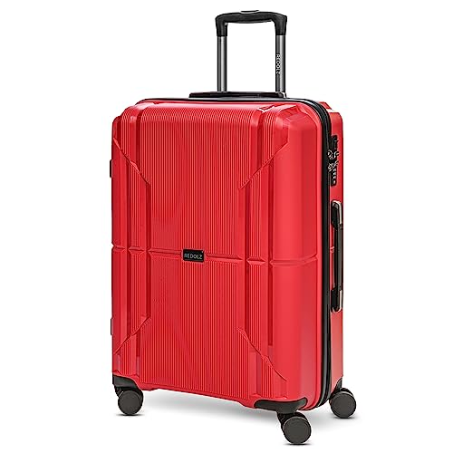 REDOLZ Essentials 06 Hartschalen Koffer Damen/Herren – Leichter Trolley aus PP Material - mit 4 Doppelrollen & Zahlenschloss (Red, Koffer M (67 cm))
