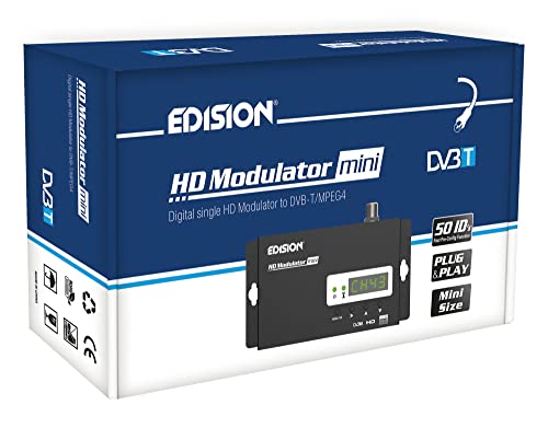 EDISION HDMI Modulator Mini, Single HDMI auf DVB-T MPEG4 RF Modulator, Full HD Verteilung über Koaxial, Plug and Play, USB Pre-Config Funktion 50ID, Schnelle Konfiguration, Mini-Größe