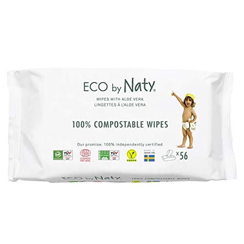 Eco by Naty, Aloe Vera, 672 Stück (12x56 Tücher), pflanzliche kompostierbare Baby-Feuchttücher, 0% Plastik auf der Haut. Frei von gefährlichen Chemikalien