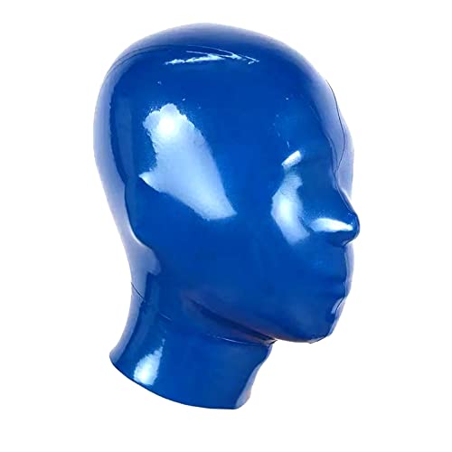 Gummi Latex Haube Maske Mikroporen Micro Löcher Für Augen Nase Hand Made Fetisch Für Cosplay Party Maskerade Funny Maske Vollkopfmasken,Blau,M