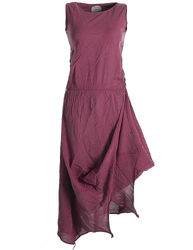 Vishes - Alternative Bekleidung - Ärmelloses Lagenlook Kleid aus Baumwolle zum Hochbinden dunkelrot 46 (3XL)
