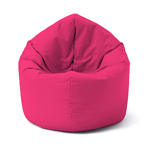 Lumaland Indoor/Outdoor-Sitzsack, Runder 2-in-1-Sitzsack für draußen und drinnen, 300l Füllung, 120 x 80 x 75 cm, wasserabweisend und robust, Pink