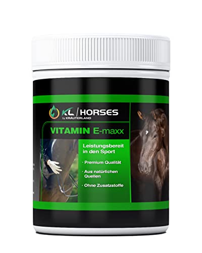 KRÄUTERLAND N A T U R - Ö L M Ü H L E Vitamin E-Maxx Pulver für Pferde 1Kg - Futterzusatz gegen Vitamin E-Mangel - in Premium Qualität
