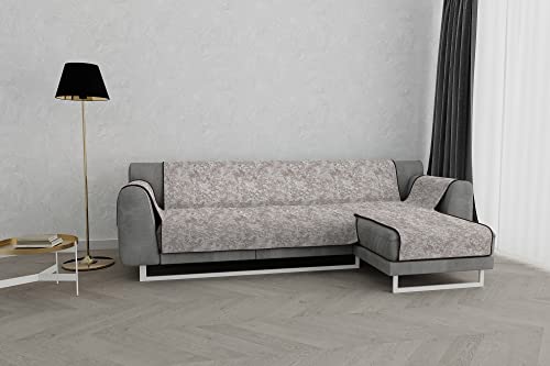 Italian Bed Linen "Glamour" rutschfest Sofa Abdeckung mit Chaise-Longue Rechts, Braun, 290cm