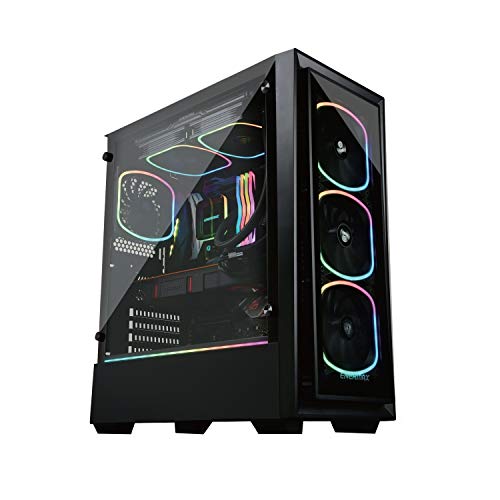 Enermax Starryfort SF30 Adressierbare RGB ARGB Mid Tower Gaming PC-Gehäuse, gehärtetes Glas, per-Installed A-RGB Lüfter (X4), ECA-SF30-M1BB-ARGB