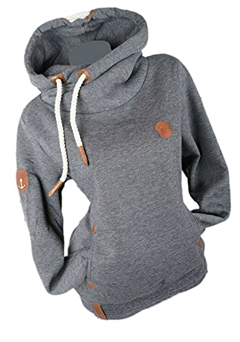 xy Damen Hoodie Kapuzenpullover Sweatshirt Warmer Fleece Pulli M L XL 2XL 3XL (Anthrazit, L, l)