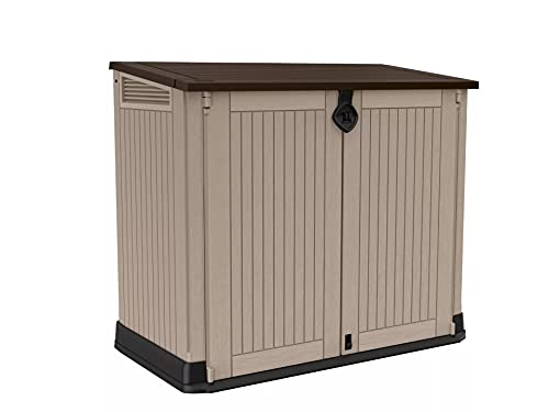 Koll Living Garden Mülltonnenboxen von 848- bis 2020 Liter wählbar - aus Wetter- & UV-festem Kunststoff - mit Gasdruckfedern und Belüftungsystem (Typ 2-845 Liter - beige/braun)