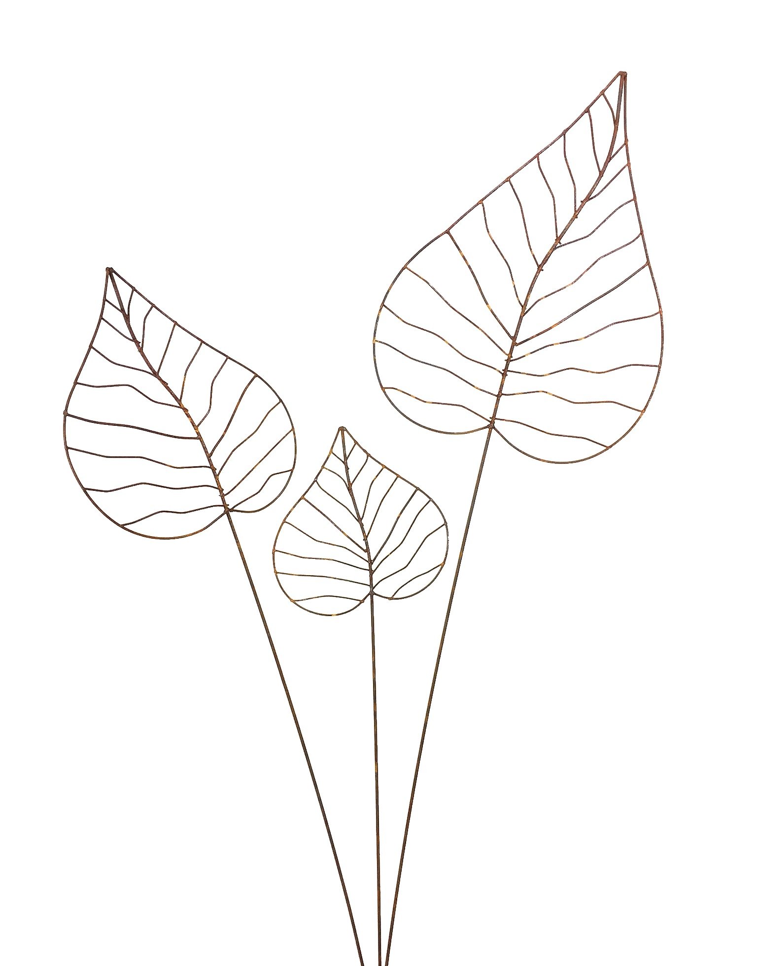 Gartenstecker Edelrost - Herzblatt-Set | Rankhilfe Gartendeko bestehend aus DREI verschiedenen Größen Herzblätter