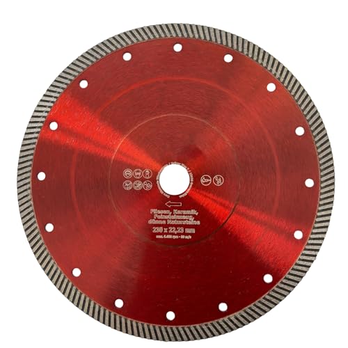EDW RED DIAMOND Diamantscheibe Fliese Feinsteinzeug 230 mm x 22,2mm Profi Turbo Diamant-Trennscheibe Fliesenscheibe für Winkelschleifer