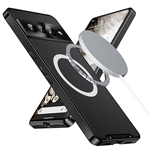 LOXO CASE Metallstoßrahmen Hülle für Google Pixel 7 Pro, Translucent Matte Anti-rutsch Hülle (Anti-Fingerabdruck) mit Kameraschutz, Kompatibel mit MagSafe,Black