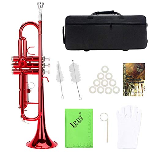 Bnineteenteam 3 Bb-Trompete,mit Handschuhe,Reinigungstuch,und Koffer(rot) Musikinstrument