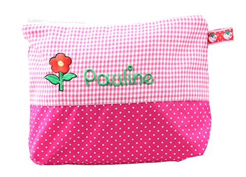 Mein-Name Kinder Kulturtasche mit Name in Pink 21x16 cm