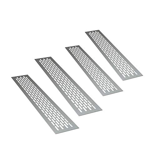 sossai® Aluminium Lüftungsgitter - Alucratis (4 Stück) | Rechteckig - Maße: 44 x 8 cm | Farbe: Aluminium | eloxiert