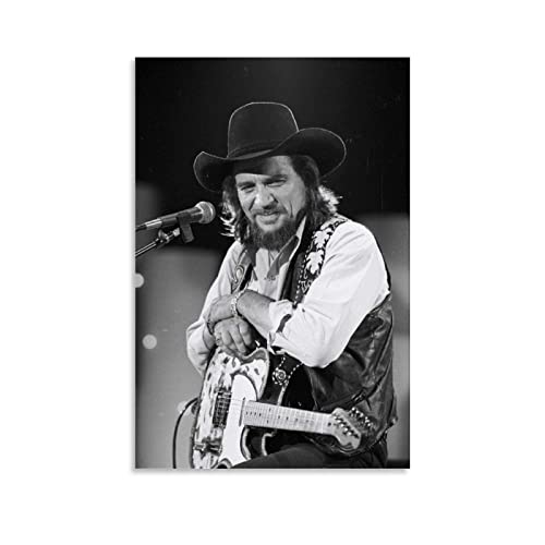 TSALF Poster und Drucke Kein Rahmen Country Music Collection Retro Waylon Jennings Leinwand Wandkunst Wohnzimmer Poster Schlafzimmer Dekor Malerei  60x90cm