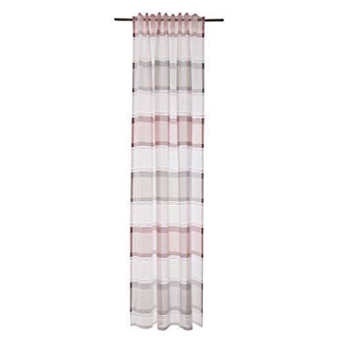 Homing halbtransparenter Vorhang quergestreift Rose-grau (1Stück) 245 x 140 cm (HxB), 5033-15