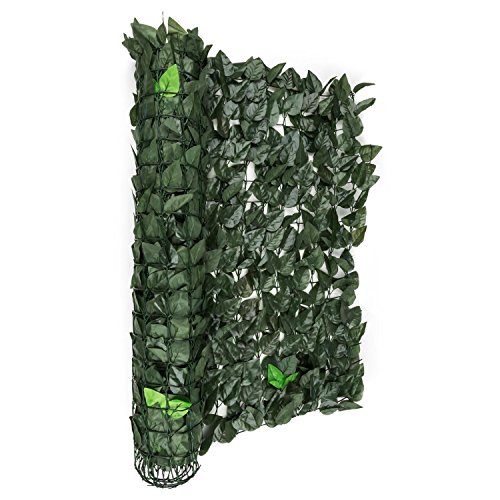 blumfeldt Fency Dark Leaf - Sichtschutz, Windschutz, Lärmschutz, 300 x 100 cm, Buchenblätter, hohe Blickdichte, kunststoffummanteltes Gitternetz, 6 x 6 cm Maschenweite, dunkelgrün