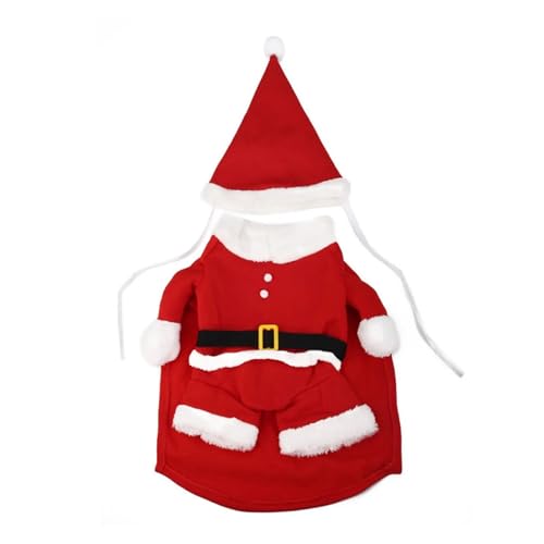 Hunde-Weihnachtskleidung für den Winter, warme Haustierkleidung für kleine, mittelgroße Hunde, Elch, Weihnachtsmann, Hund, Katzen, Mantel, Kapuzenpullover, Weihnachtskostüm (Farbe: Stil 4-rot, Größe: