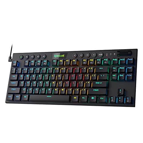 Redragon K622 Horus TKL Mechanische RGB-Tastatur, ultradünne kabelgebundene Gaming-Tastatur mit flachen Tastenkappen, dedizierte Mediensteuerung und linearer roter Schalter, Pro-Software unterstützt