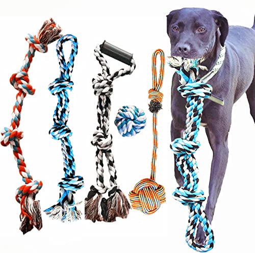 Hundespielzeug Seil für Starke große Hunde, 5PCS Alle XL Hundespielzeug Seil für Große und Mittlere Hund - Robust Seil Hundespielzeug für Aggressive Kauer -Hundespielzeug Ball