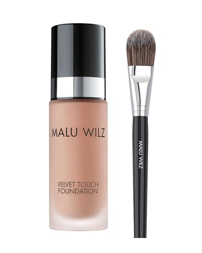 Malu Wilz Bundle Velvet Touch 07 + Make up Brush I Skincare Creme Make up für makellosen Teint 30ml I Kaschiert Unebenheiten, Augenringe, Fältchen