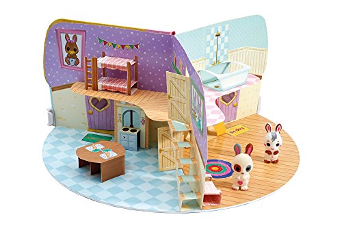 Fuzzikins Craft Cottontail Cottage | 2 Süße Häschen und Ein faltbares Papierhäuschen Zum Bemalen und Bekleben | Abwaschbares Spielzeug für Kinder ab 3 Jahren