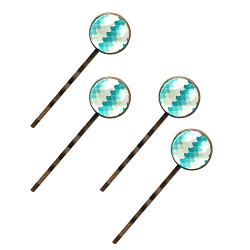 Fischschuppen nautisches Blau 4 Stück Retro Haarspangen Haarnadeln Kopfbedeckung Styling Werkzeuge